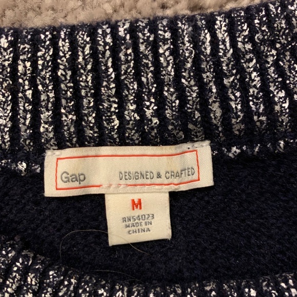 Gap Navy Blue Sweater with Metallic Trim - Picture 2 of 2